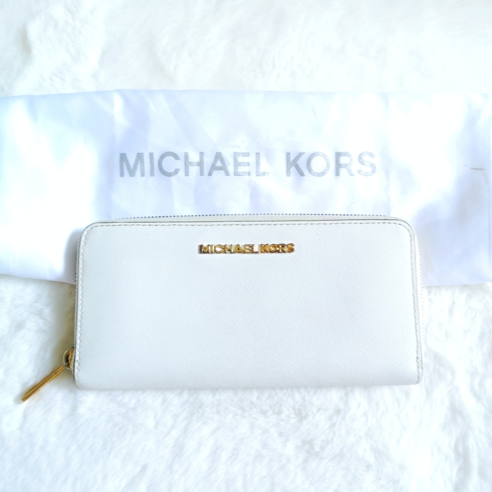 Michael Kors Jet Set Wallet - white and gold